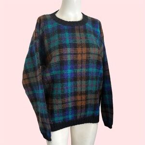 Vintage 80’s PASTA Plaid Mohair Sweater Women’s Sz M